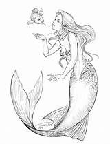 Ariel Mermaids Flounder Realistic Meerjungfrau Meerjungfrauen Tattoos Draw Tegninger Havfruer Mermay Merman Bleistiftzeichnungen Siren sketch template