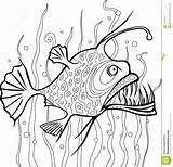Coloring Pages Sea Fish Deep Creatures Vector Drawing Seaweed Water Line Anglerfish Color Viper Bubbles Getdrawings Printable sketch template