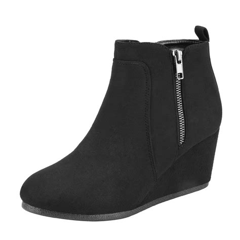 dream pairs dream pairs womens winter warm booties  wedge ankle boots  toe suede zip