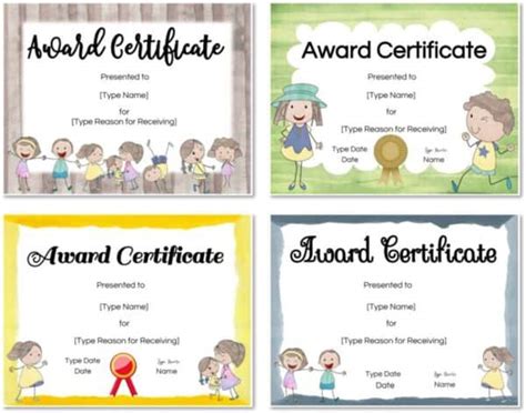 certificates  kids customize  print  home