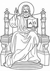 Jesus King Coloring Throne Christ Clipart Pages Catholic His Kings Alpha Lord Omega Drawing Am Kids Sheets Book God Color sketch template