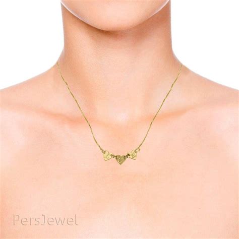 personalized 3 hearts plated gold necklace persjewel