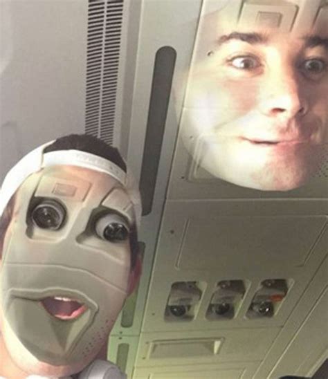 woman face swaps with aeroplane light for creepy snapchat photo