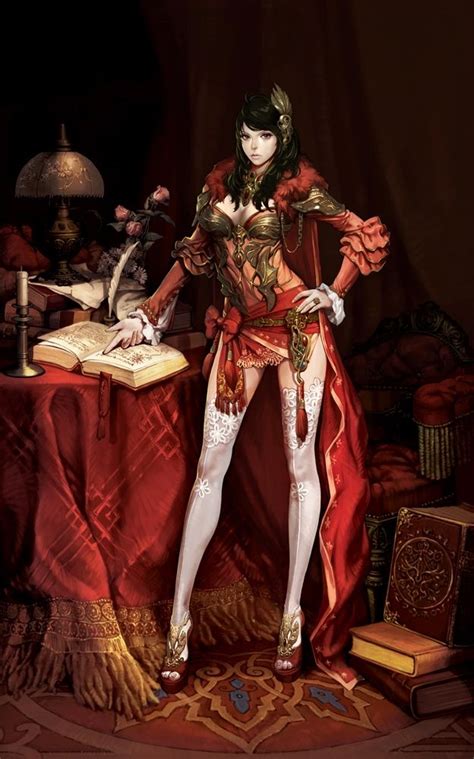 ~noble Commanding Pose Red Outfit Girl Illustration By