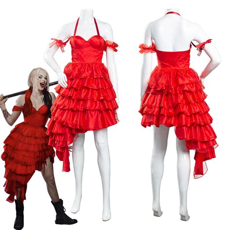 suicide squad 2021 harley quinn red dress halloween carnival suit