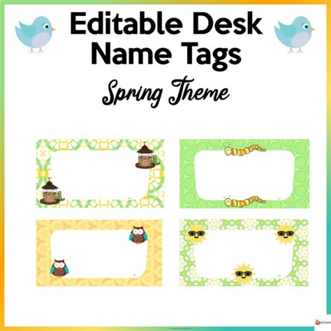 editable desk  tags spring theme   teachers
