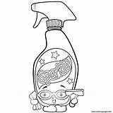 Shopkins Cleaner Squeaky Getcolorings Bottles Spray sketch template