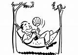 Hammock Coloring Clipart Man Pages sketch template