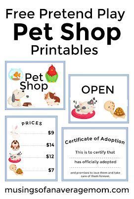 pet shop printables dramatic play preschool pets preschool pets