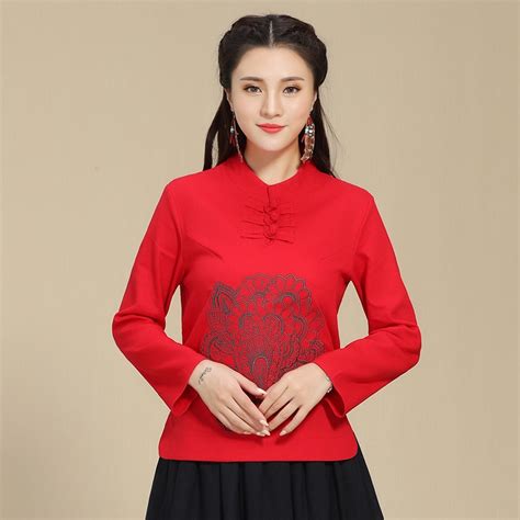 kyqiao traditional chinese shirt women ethnic vintage mandarin collar