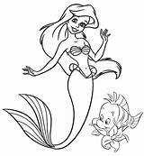 Flounder Mermaid Little Pages Coloring Ariel Template sketch template