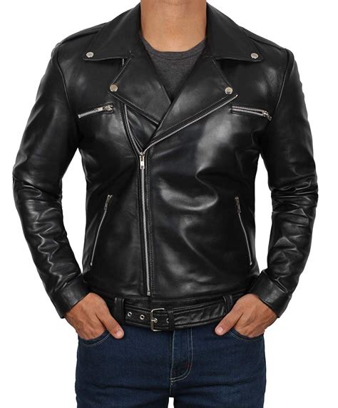 Mens Motorcycle Premium Leather Jacket Asymmetrical Style