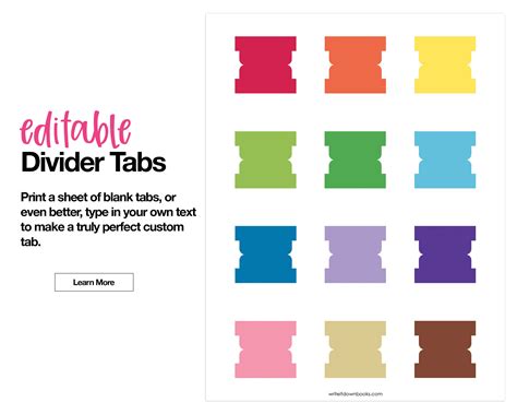 editable divider tabs blank printable diy rainbow etsy canada