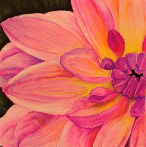 painting   pink  yellow flower