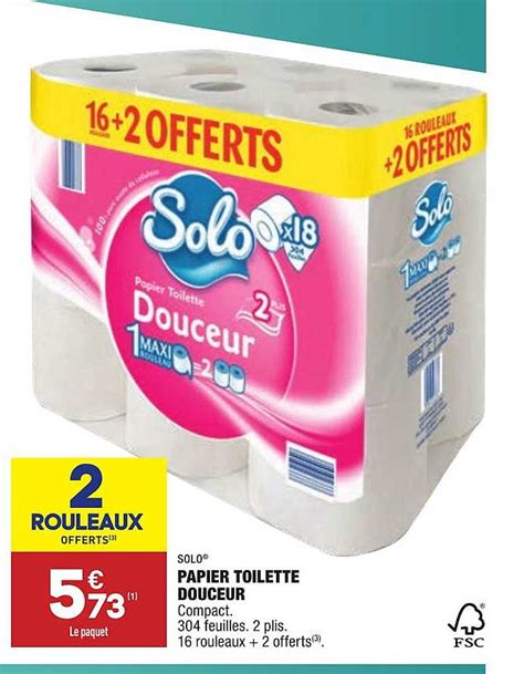 promo solo papier toilette douceur compact  rouleaux offerts chez aldi icataloguefr