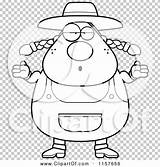 Shrugging Plump Farmer Female Outlined Coloring Clipart Vector Cartoon Thoman Cory sketch template