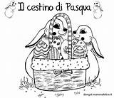 Pasqua Cestino Coniglietti Mammafelice Uova Stampa Colora Caccia sketch template