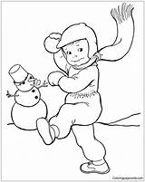 Winter Pages Coloring Snowman Snowball Baby Building Throwing Drawing Kids Color Online Snowballs Getdrawings Printable Fun Drawings Anycoloring sketch template