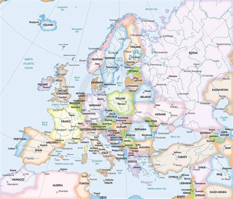 vector map  europe continent political  stop map