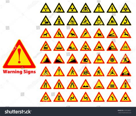 warning sign symbol set design element stock vector illustration  shutterstock