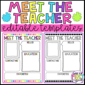 meet  teacher editable template   madeforfirstgrade tpt