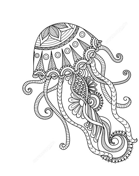 jellyfish mandala coloring page  printable coloring pages  kids