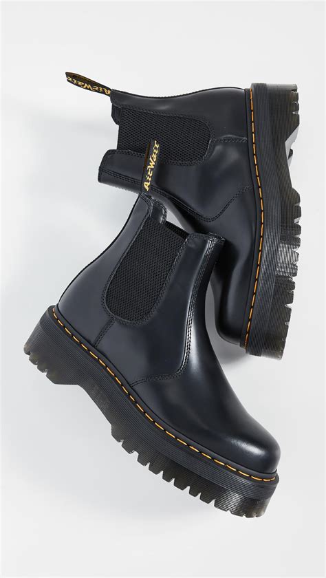 dr martens leather  quad chelsea boots  black  men lyst