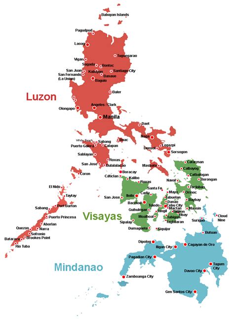 map   philippines showing main cities  towns
