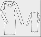 Dress Burda Cowl Neck Simple Drawing Challenge Front 1014 sketch template