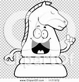 Chess Mascot Knight Idea Smart Outlined Coloring Clipart Vector Cartoon Thoman Cory sketch template