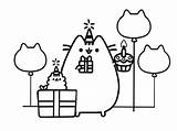 Pusheen Birthday Happy Coloring Printable Pages Kids Dad Party Description sketch template