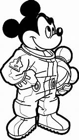Mickey Mouse Coloring Pages Astronaut Space Disney Kids Wecoloringpage Printable sketch template