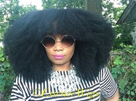 Essence Wigs Gorgeous Afro Kink Bohemian Vibe Bangs Fro Afro Lace Front