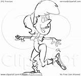 Aerobics Exercising Coloring Illustration Line Woman Royalty Clipart Toonaday Rf sketch template