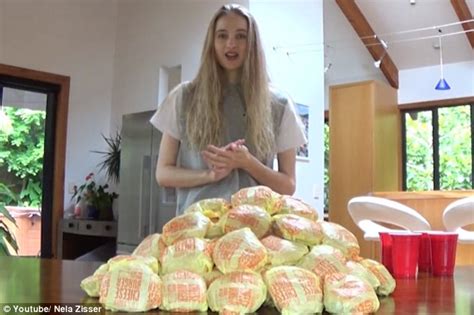 video shows model nela zisser    mcdonalds cheeseburger challenge daily mail