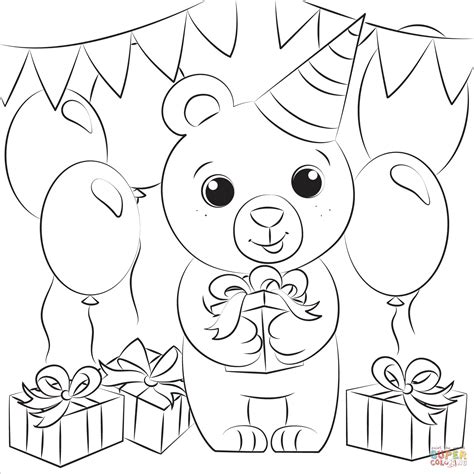 birthday bear pages coloring pages