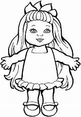 Doll Drawing Coloring Pages Baby Toys Dolls Barbie Action Figure Chica Colouring Printable Bratz Toy Rag Paper Smiling Line Color sketch template