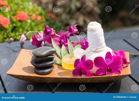 outdoor herbal spa massage stock photo image  beauty