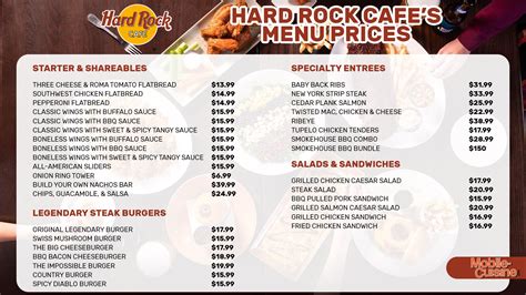 hard rock cafe menu prices latest discounts