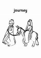 Mary Joseph Donkey Coloring Journey Pages Bethlehem Cartoon sketch template