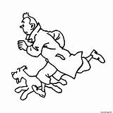 Tintin Milou Malebog Vite Colorare Courent Ausmalbilder Drenge Running Tjent Dog Snowy Struppi Laufen Haddock Davon Sparet Herge Terry sketch template