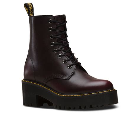 dr martens shriver  womens vintage leather heeled boots   leather lace  boots