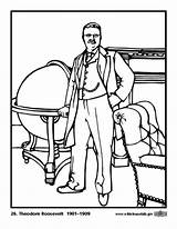 Roosevelt Theodore Coloring Coloriage Pages Malvorlage Printable Popular Edupics sketch template