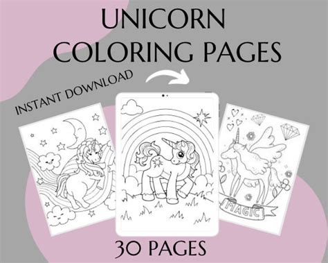 unicorn coloring pages unicorn printables unicorn birthday etsy