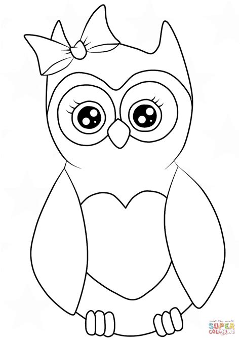 cutest cartoon owl coloring page  printable coloring pages