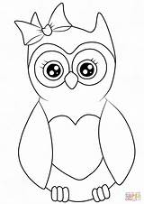 Owl Coloring Cartoon Pages Printable Drawing Cute Bow Kids Cutest Owls Board Bird Birds Animals A4 Animal Girls sketch template
