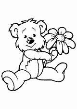 Coloring Pages Teddy Bears Bear Colouring Clipart Heart Sketsa Printable Clip Kids Cliparts Print Beautiful Color Girl Spring Cartoon Flower sketch template