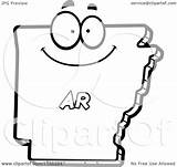 Arkansas Outlined Character State Happy Coloring Clipart Cartoon Cory Thoman Vector sketch template