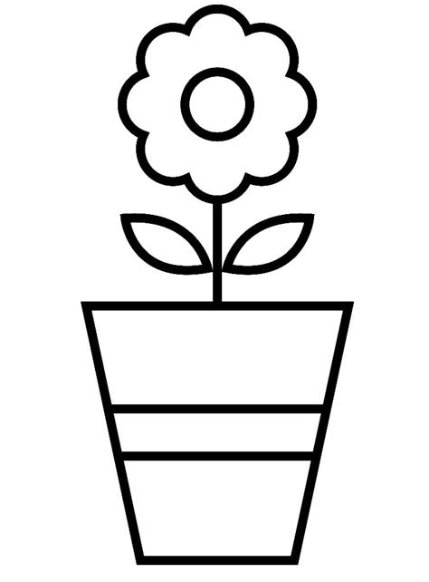 printable easy flower pot coloring page  print  color