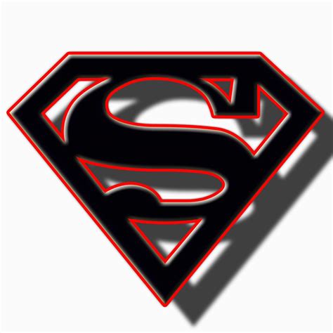 superman symbol  shown  black  red   shadow   face